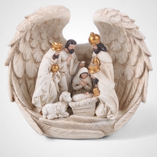 Resin Christmas Family in Angel Wings