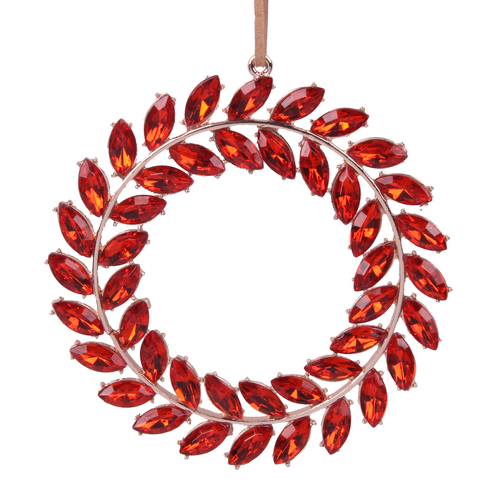 Red Crystal Wreath Tree Ornament