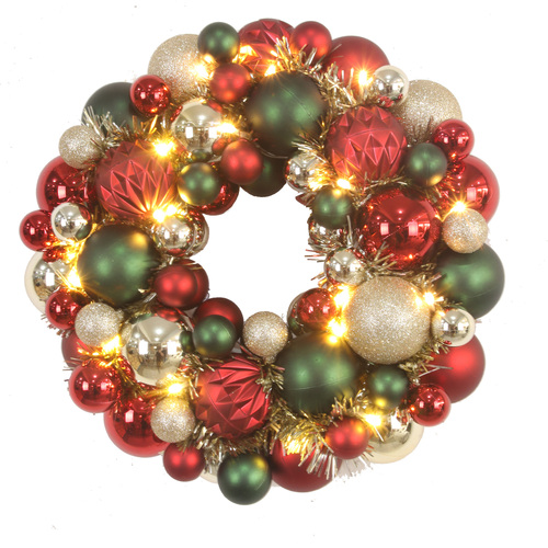 Christmas Bauble Wreath with Lights