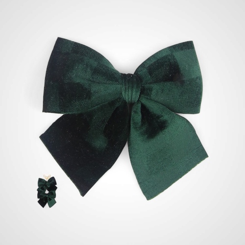 Emerald Velour Bows 2Pk