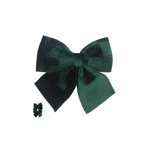 Emerald Velour Bows 2Pk