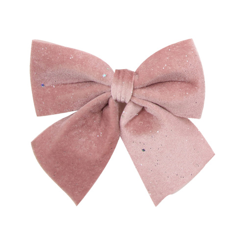 Pink Velour Bows with Glitter 2pk