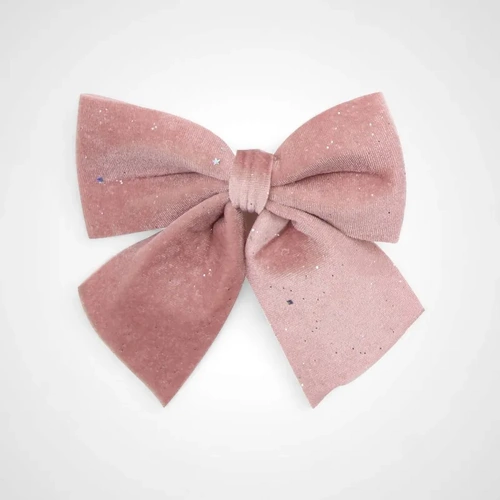 Pink Velour Bows with Glitter 2pk