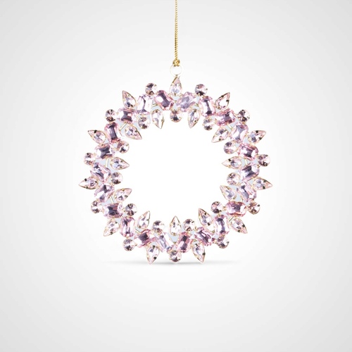 13cm Pink Glass Wreath Tree Decoration