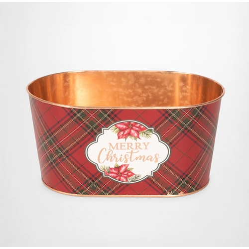 Metal Planter W/Argyle Pattern