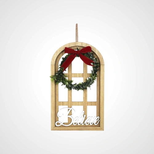Believe Window Frame Sign w/ Wreath
