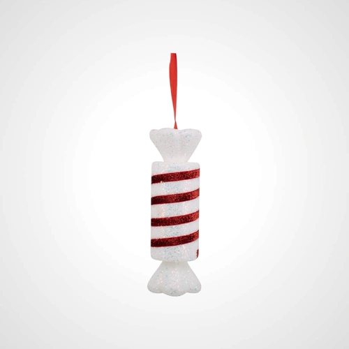 Red & White Glitter Foam Candy Deco 6cm x 20cm