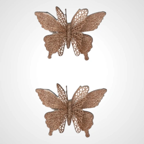 Rose Gold Glitter Butterfly w/Clip 