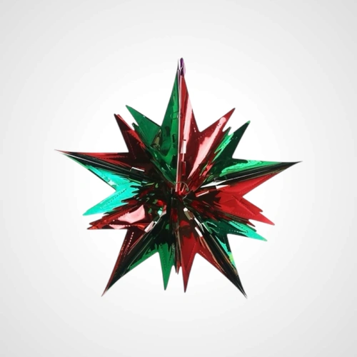 30cm Red & Green Foil Starburst