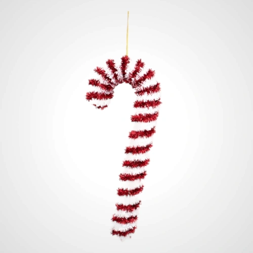 Red/White Tinsel Candy Cane 
