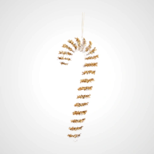 Gold/White Tinsel Candy Cane