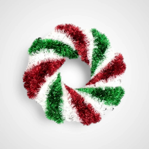 Red & Green Candy Swirl Tinsel Wreath 