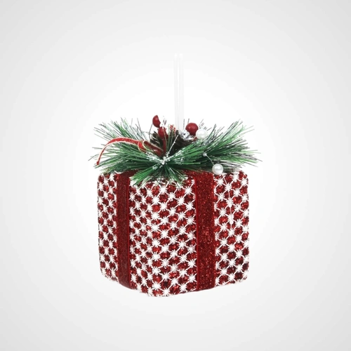 Red & White Lace Gift Ornament