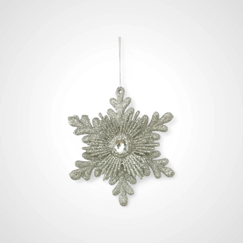 14cm White Glitter Star Ornament 