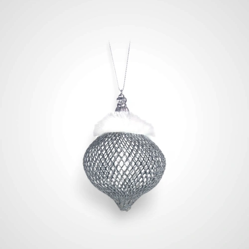 8cm Silver Wire Mesh Finial Tree Ornament 
