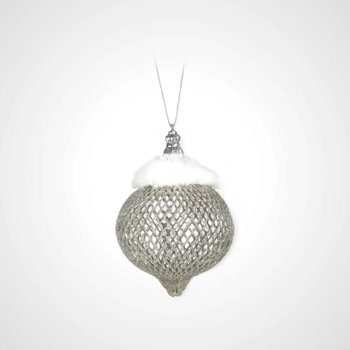 8cm Champagne Wire Mesh Finial Tree Ornament 