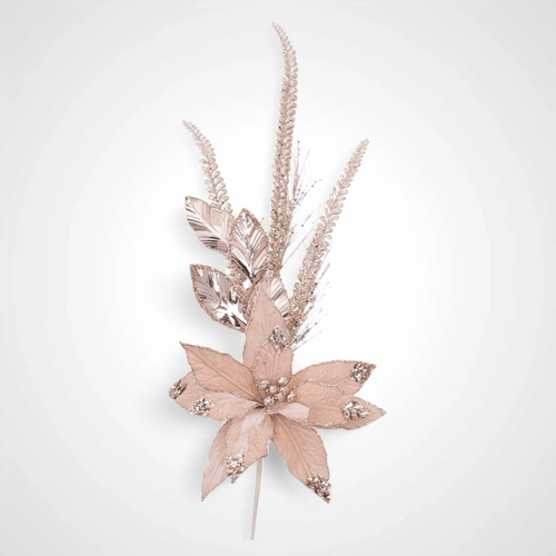 70cm Pink Champagne Poinsettia Bunch 