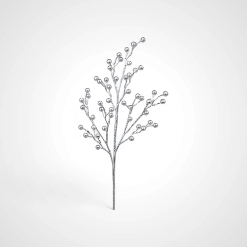 76cm Silver Glitter Berry Spray 