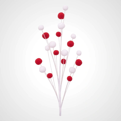 72cm Red & White Pompom Pick