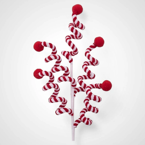 65cm Red & White Candy Swirl w/Pompom Pick 