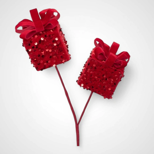 66cm Red Sequin Gift Box Pick 