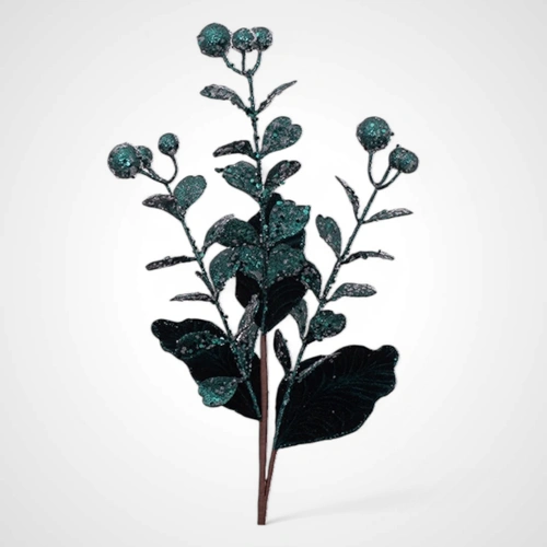 57cm Emerald Glitter Flower Stem 