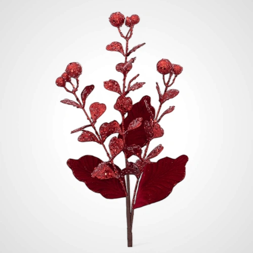 57cm Red Glitter Flower Stem 