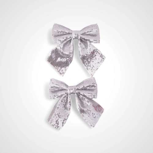 2pk Silver Sequin Bows 
