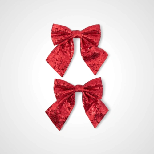2pk Red Sequin Bows