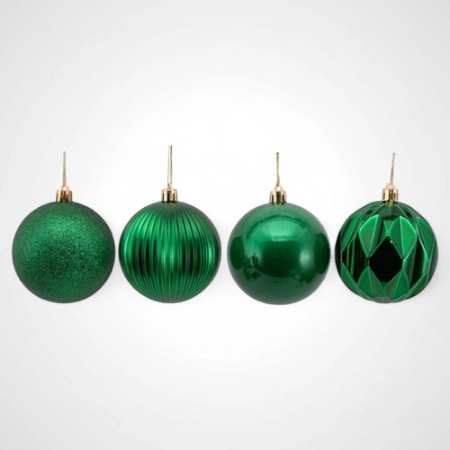 4pk 8cm Green Bauble 