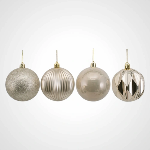 4pk 8cm Platinum Bauble 