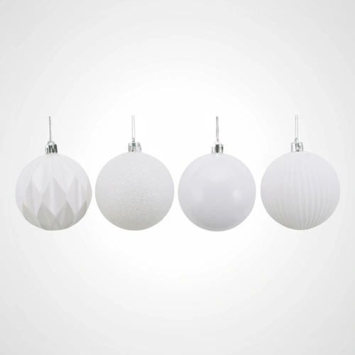 4pk 8cm White Bauble 