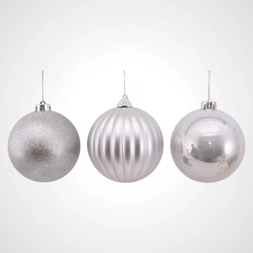 3pk 12cm Silver Bauble 