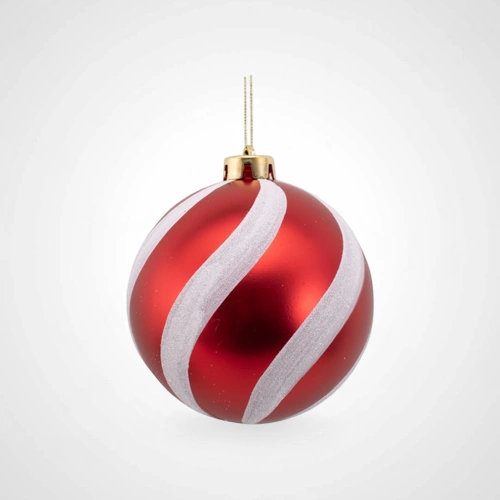 12cm Red & White Candy Swirl Bauble