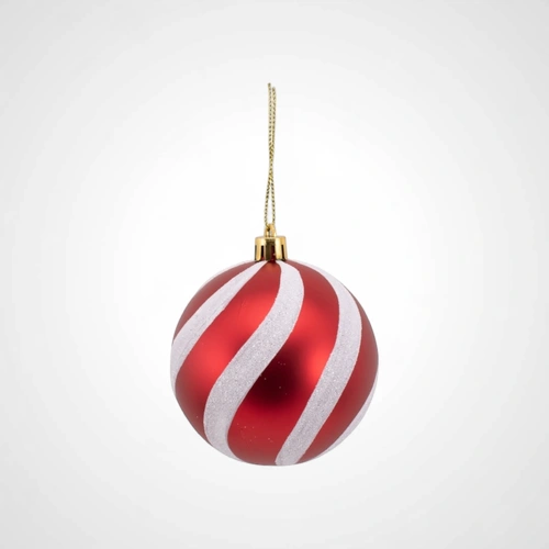8cm Red & White Candy Swirl Bauble