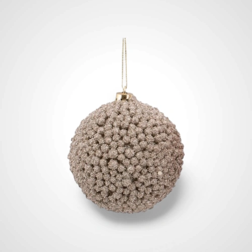8cm Champagne Glitter Bauble 