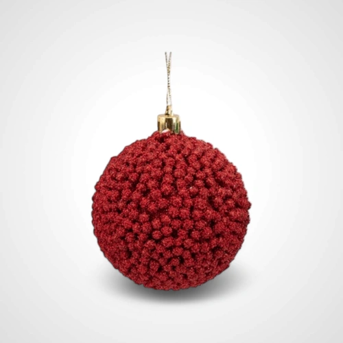 8cm Red Glitter Bauble 