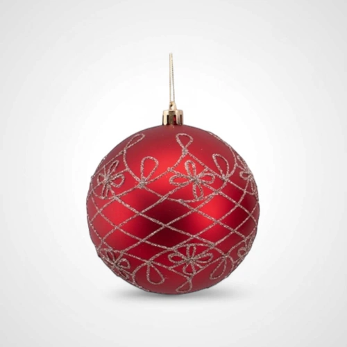 10cm Red w/Champagne Detail Bauble (A) 