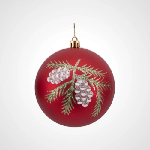 10cm Red w/Champagne Detail Bauble (B) 