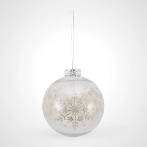 10cm Clear Bauble w/Champagne Glitter Detail (C) 
