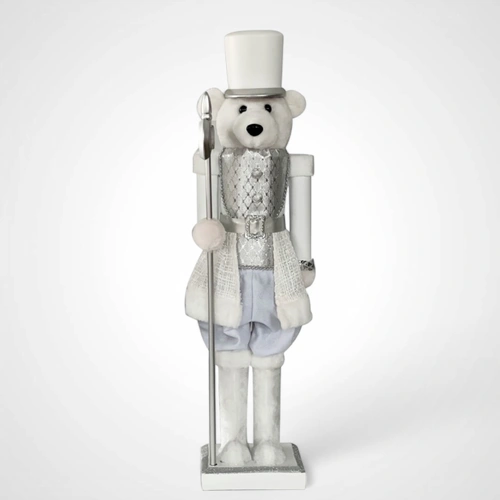 80cm Silver/White Bear Nutcracker