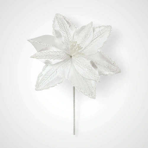 30cm White Poinsettia Stem 