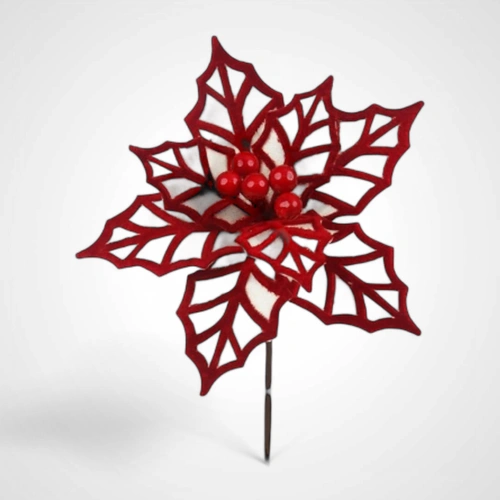 25cm Red & White Poinsettia 