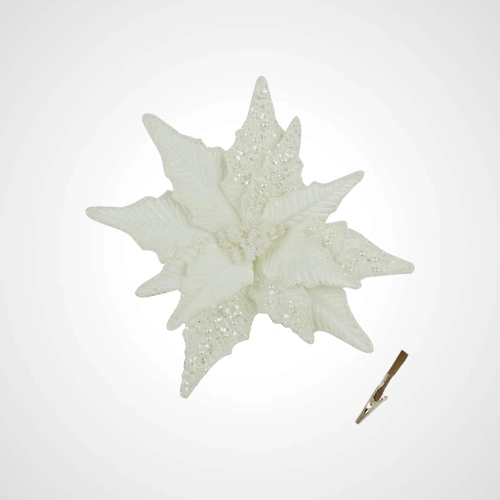 35cm Ivory Poinsettia & Pearl Detail w/clip 