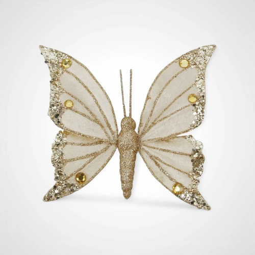 Champagne Velvet Butterfly w/clip