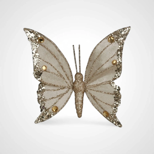 Champagne Velvet Butterfly w/clip 