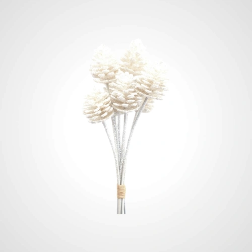 29cm 8pc White Pinecone Stem 