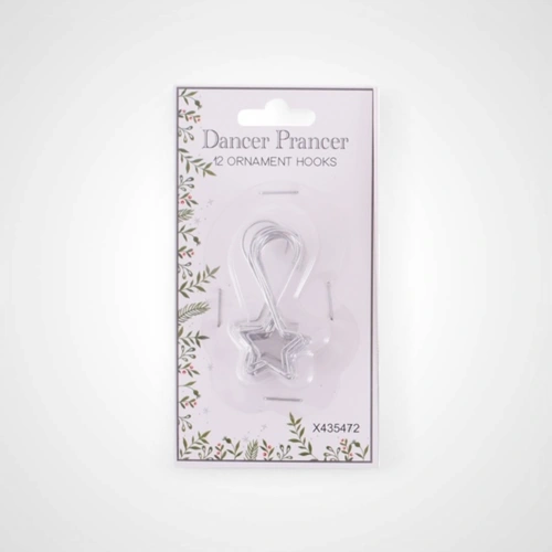 12pk Wire Silver Star Ornament Hooks (A) 