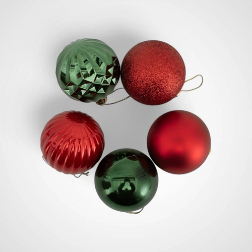 35pk 6cm Red & Green Baubles 