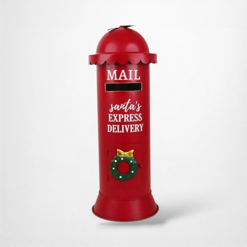 52cm Red Metal Christmas Post Box